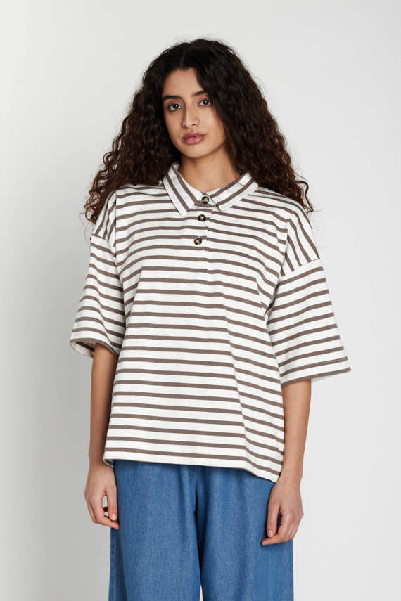 Heartmade Erun T-shirt, Walnut Stripe